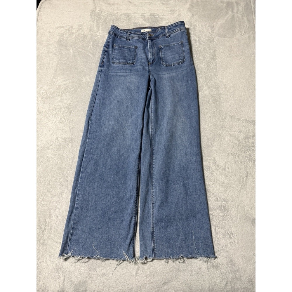 OAT New York Womens 12 Wide Leg High Rise Medium Wash Blue Denim Jeans 31x29